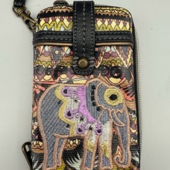 Sakroots Boho Elephant Zip Wristlet Wallet Clutch Nature Happy Free Small - Picture 1 of 11